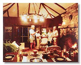 photo of a dinner party in the Taylor's Island cabin.