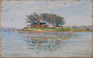 Walter Cole Brigham painting of Cedar Island from Belle Lareau Walter Cole Brigham painting of Cedar Island from Belle Lareau